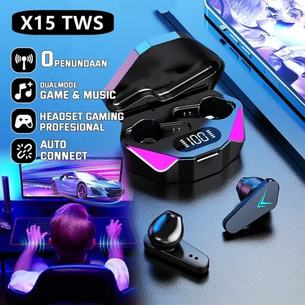 Fone De Ouvido Sem Fio X15 TWS, Fone De Ouvido Bluetooth, Fone De Baixa Latência, Fone De Ouvido Para Jogos, Xiaomi, iPhone, 65ms, 5.3