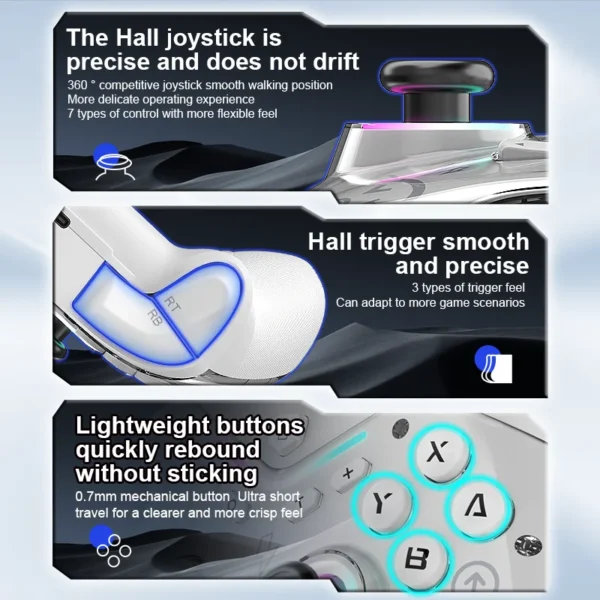 Gamepad Bluetooth sem fio para Switch Pro, Controlador, Joystick, Consola de Jogos, Punho de 6 Eixos, Efeito Hall, PC, Android, IOS - Image 2